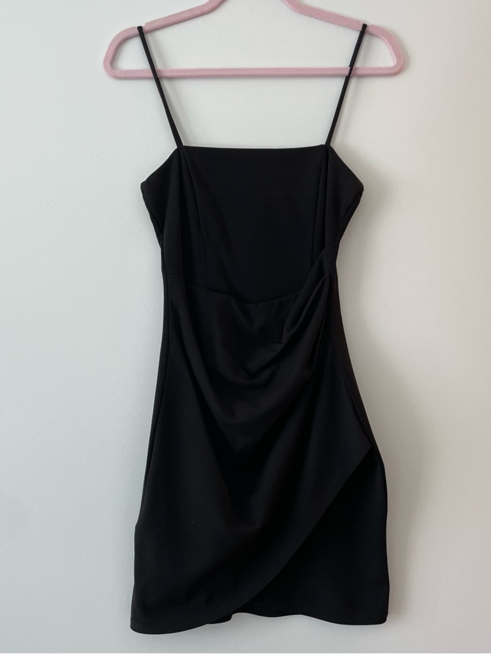 Windsor Black Spaghetti-Strap Draped Mini Dress